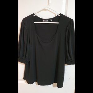 NWOT NY&Company 7th Avenue Puff Sleeve Black Top XL
